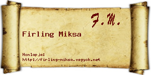 Firling Miksa névjegykártya